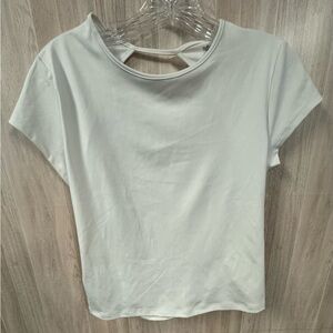 Women's White Short Sleeve Tee with Back Strap